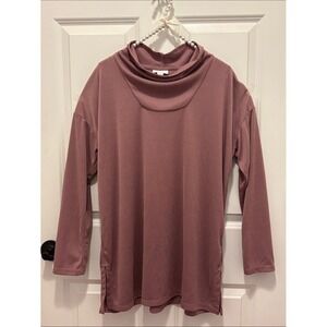 pure jill Relaxed Ribbed Cowl Neck Long Sleeve Top 💜 Dusty Mauve 💕 Medium